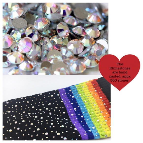 🌈 Sexy Bling Rhinestone Over The Knee Rainbow Socks - Picture 9 of 12
